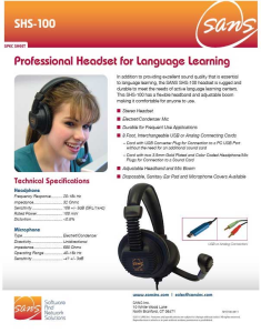 SH-100. headset for language learning brochure